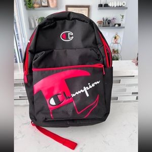 CHAMPION BLACK RED & WHITE FULL SIZE UNISEX BACKPACK MINT COND.